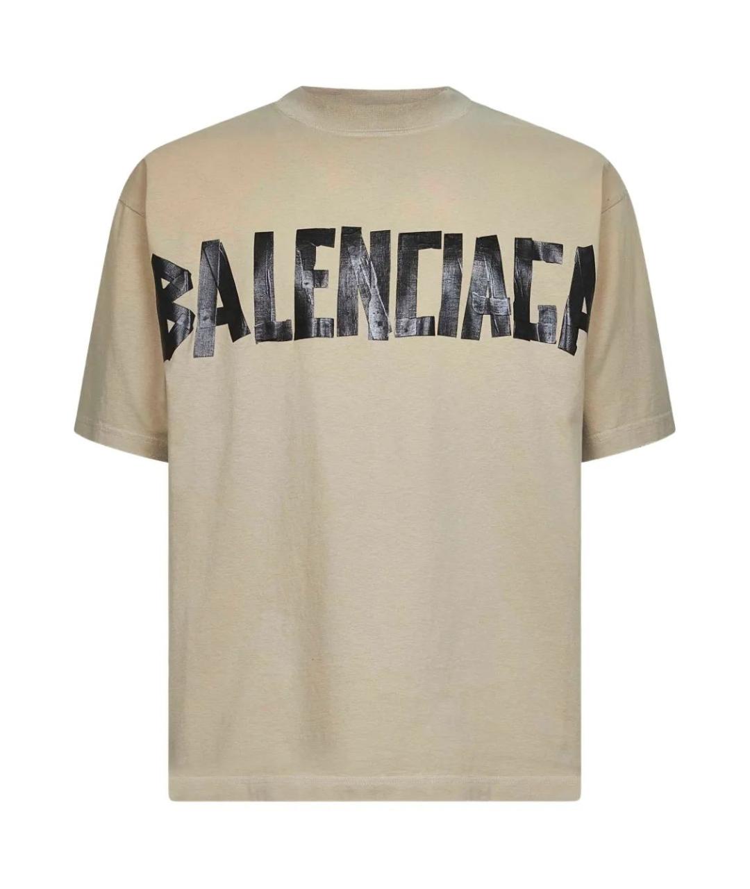 BALENCIAGA Бежевая хлопковая футболка, фото 1