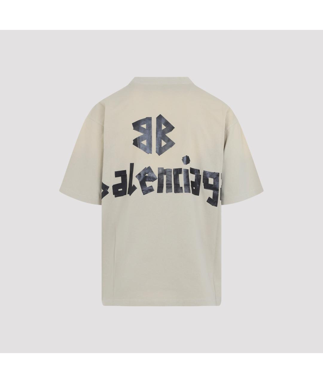 BALENCIAGA Бежевая хлопковая футболка, фото 3