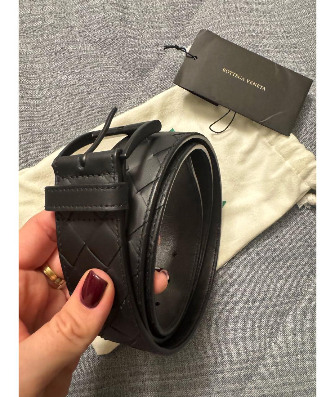BOTTEGA VENETA Черный кожаный ремень, фото 4