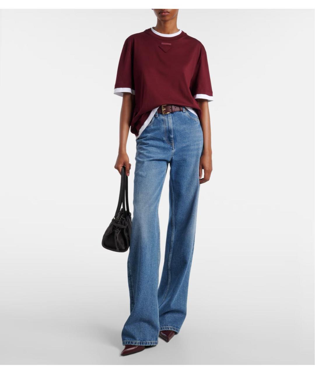 PRADA Бордовая хлопковая футболка, фото 2