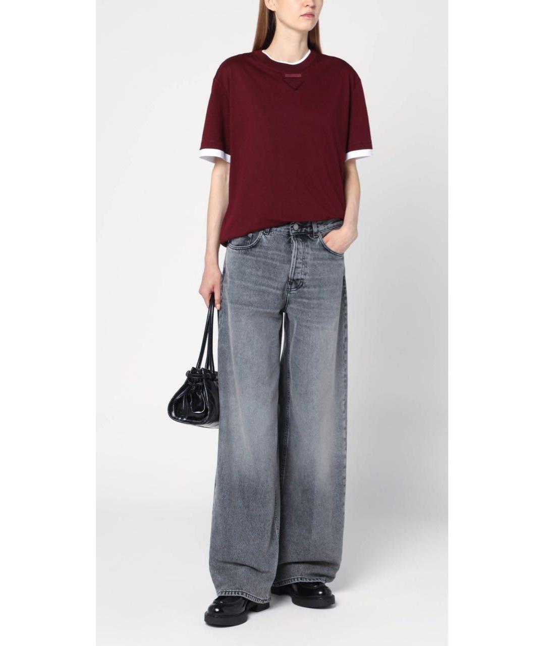 PRADA Бордовая хлопковая футболка, фото 6