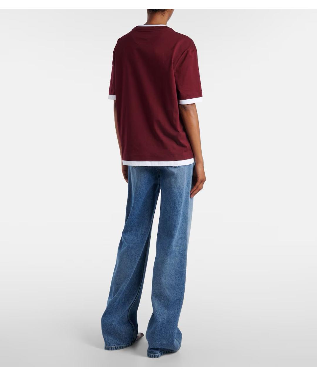 PRADA Бордовая хлопковая футболка, фото 4