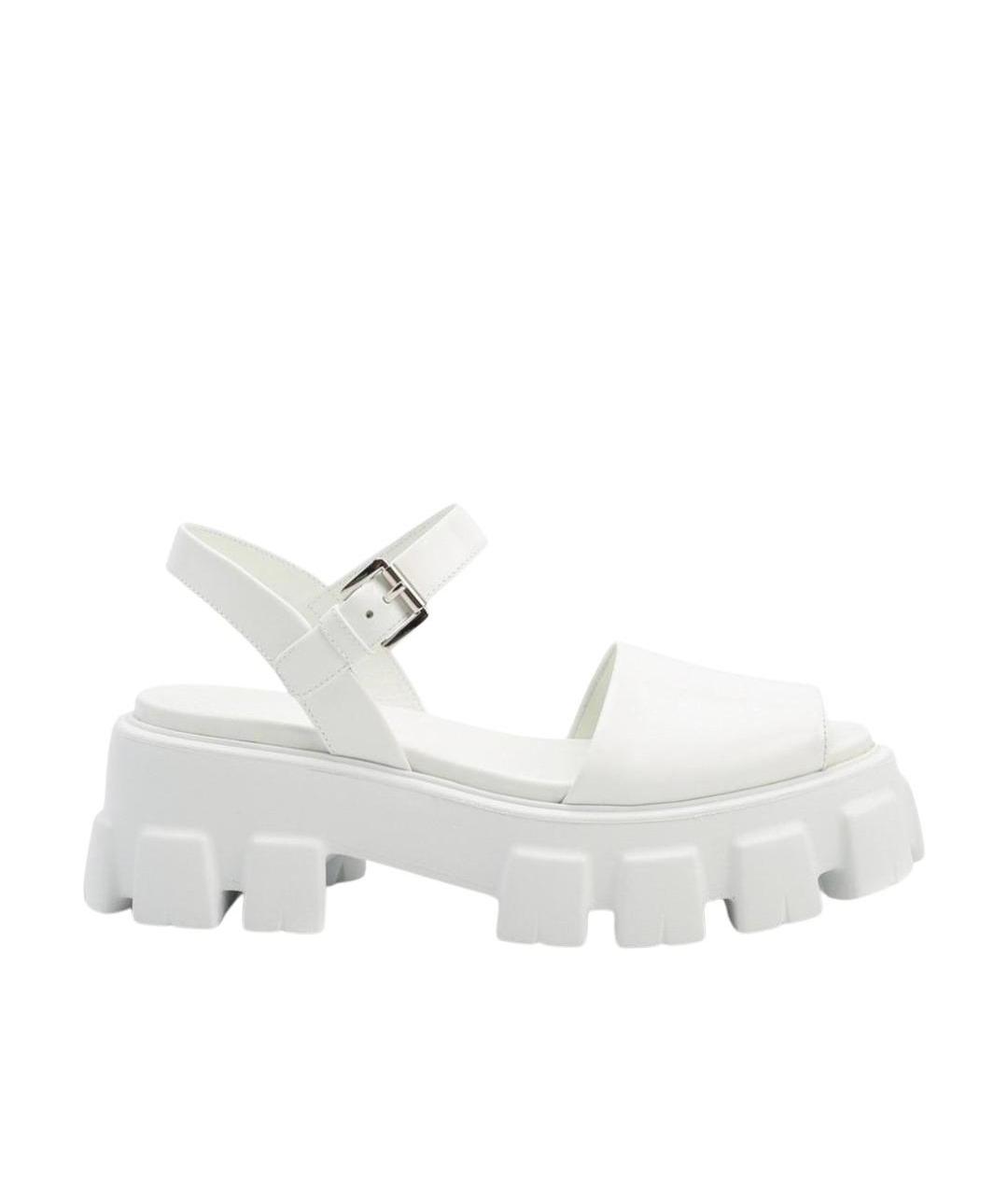 PRADA Белые кожаные сандалии, фото 1