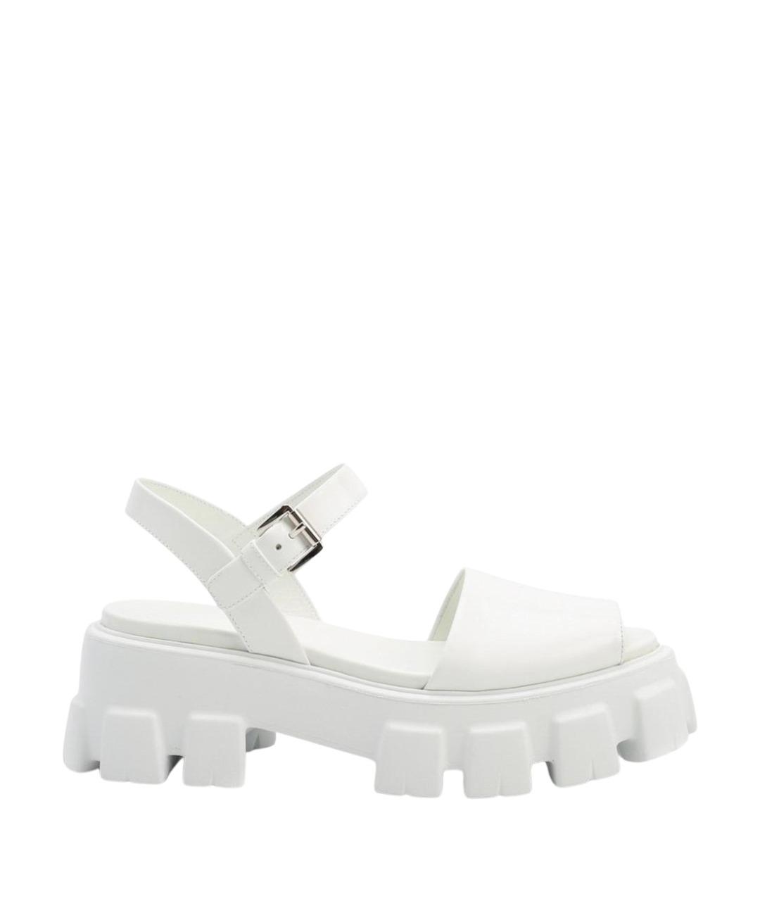 PRADA Белые кожаные сандалии, фото 1