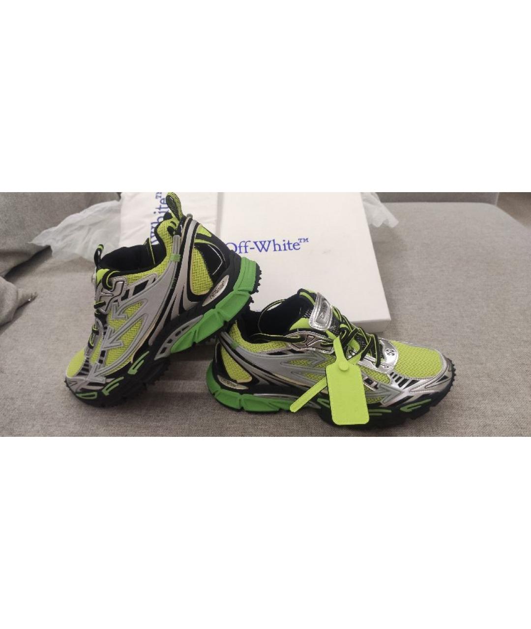 OFF-WHITE Зеленые текстильные низкие кроссовки / кеды, фото 9