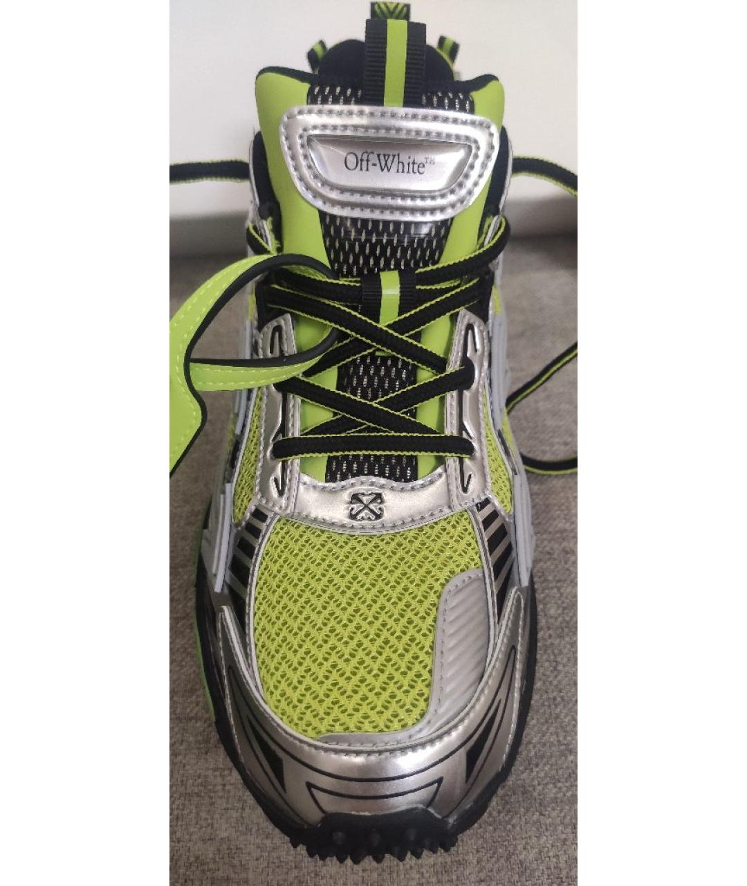 OFF-WHITE Зеленые текстильные низкие кроссовки / кеды, фото 3
