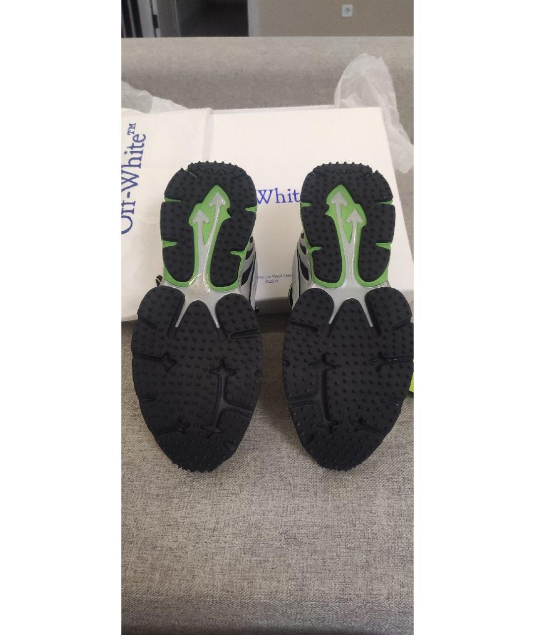 OFF-WHITE Зеленые текстильные низкие кроссовки / кеды, фото 8