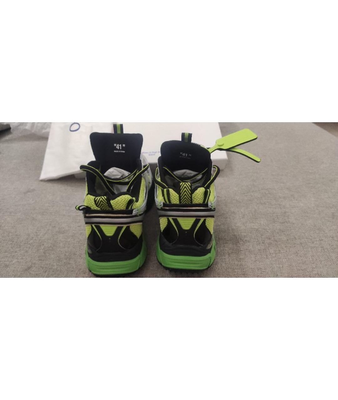 OFF-WHITE Зеленые текстильные низкие кроссовки / кеды, фото 4