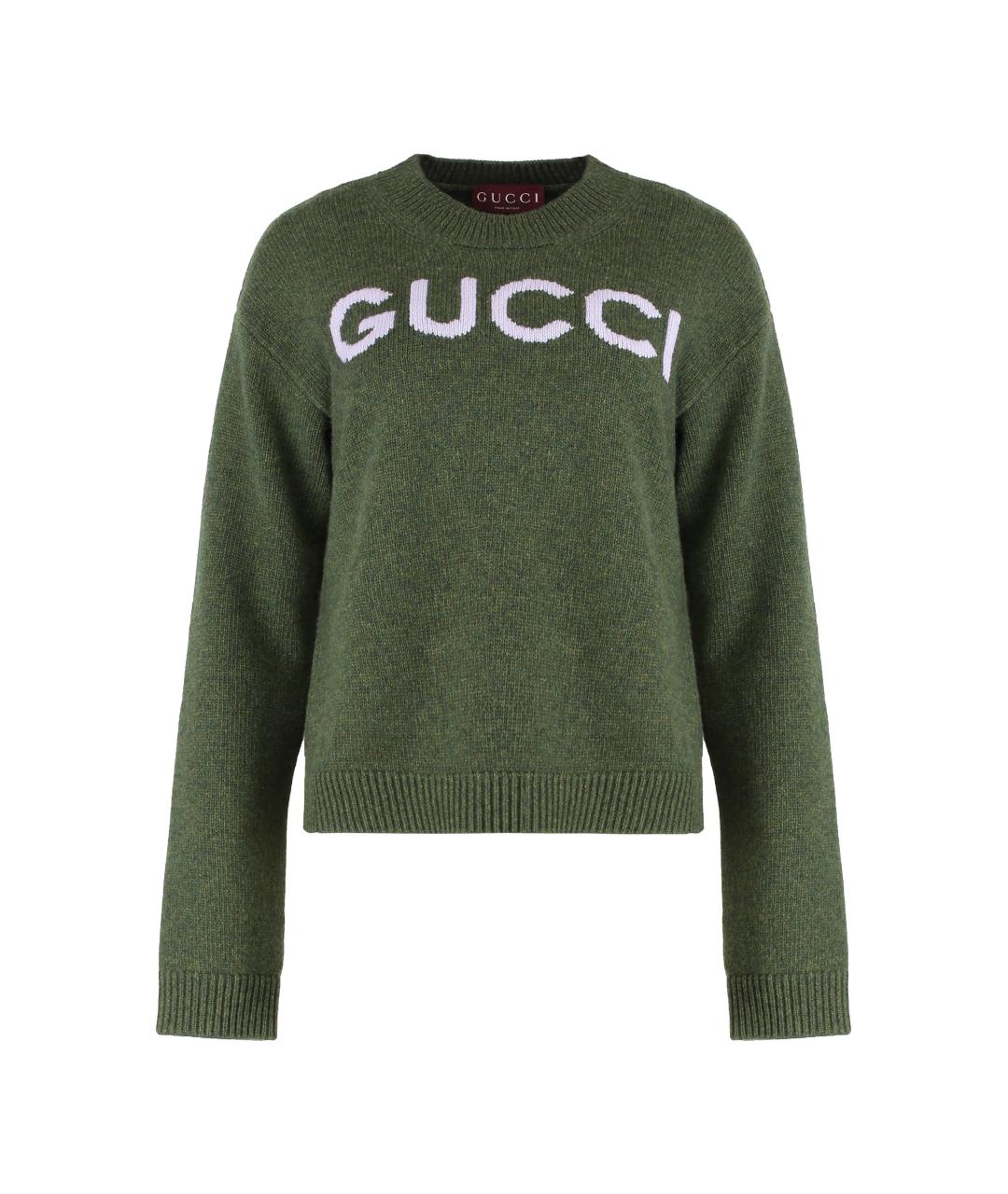 GUCCI Зеленый шерстяной джемпер / свитер, фото 1