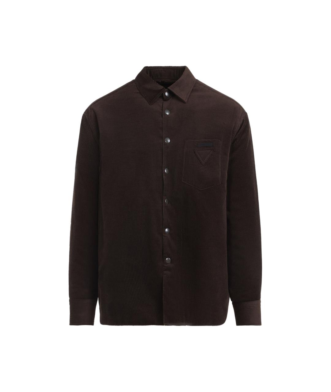 PRADA Коричневая хлопковая кэжуал рубашка, фото 2