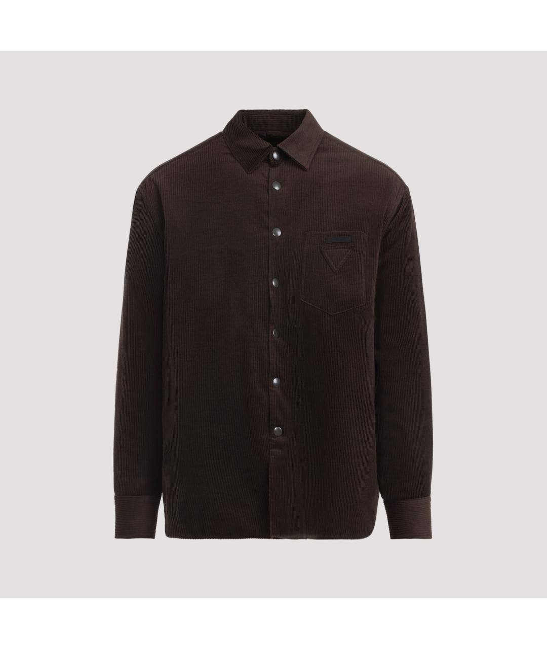PRADA Коричневая хлопковая кэжуал рубашка, фото 6