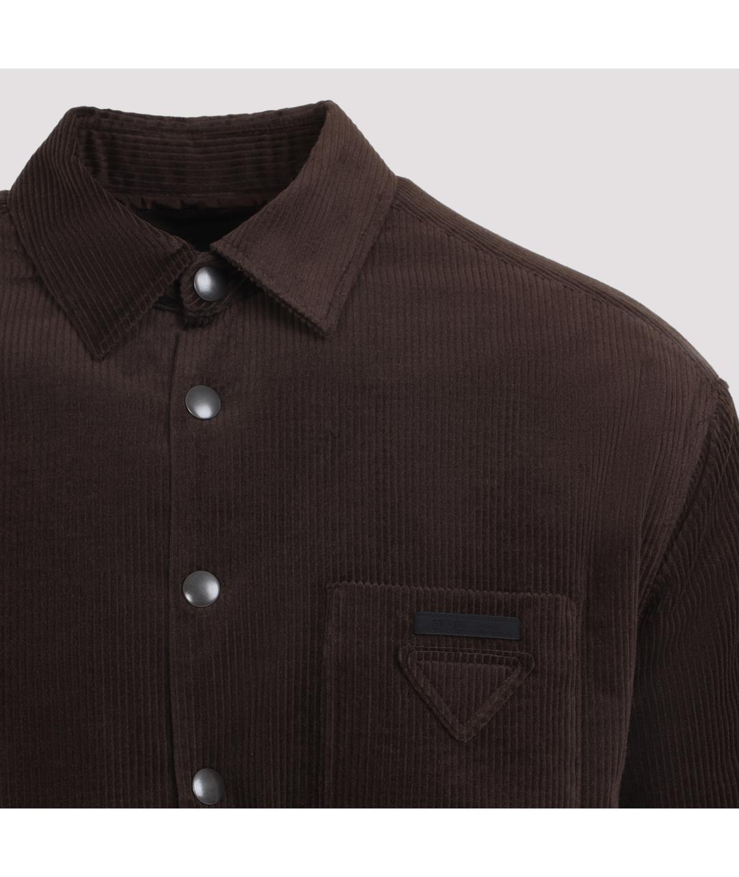 PRADA Коричневая хлопковая кэжуал рубашка, фото 5