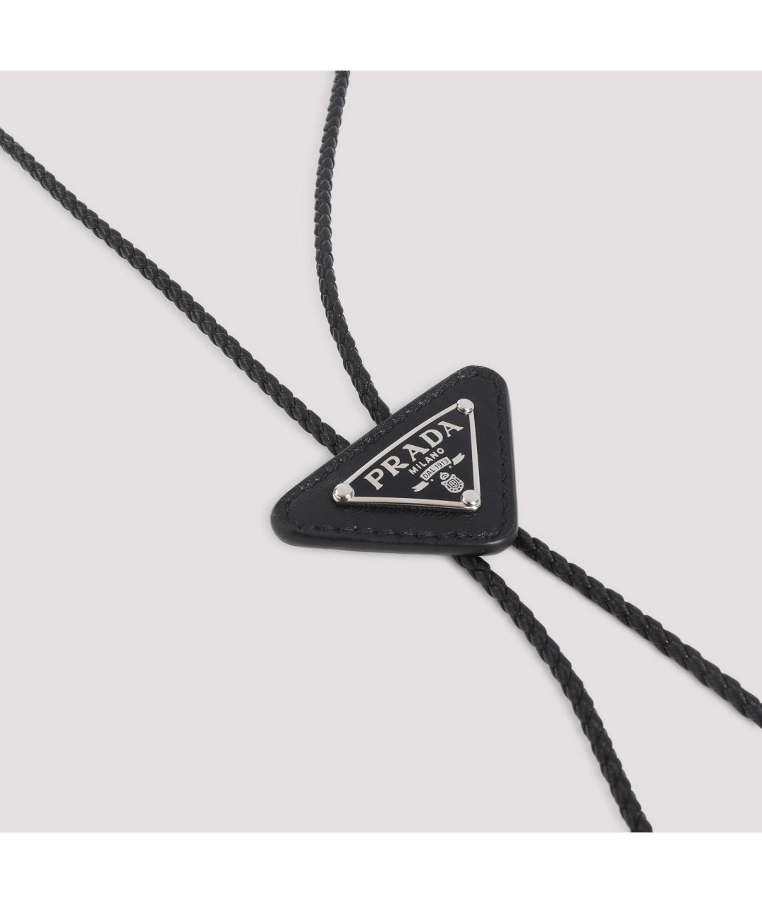 PRADA Черный кожаный галстук, фото 4