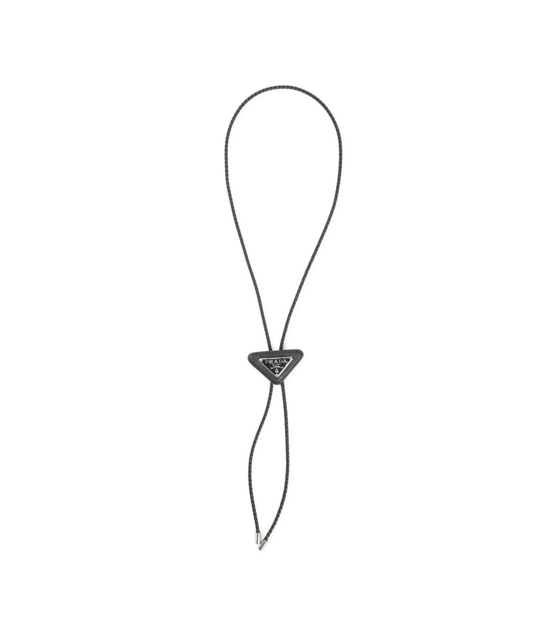 PRADA Черный кожаный галстук, фото 1