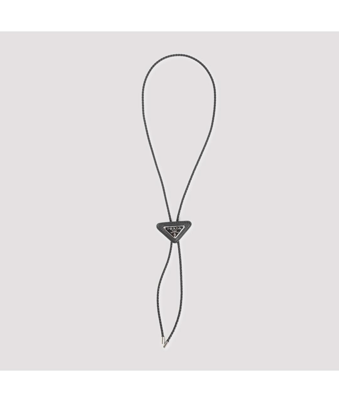 PRADA Черный кожаный галстук, фото 2