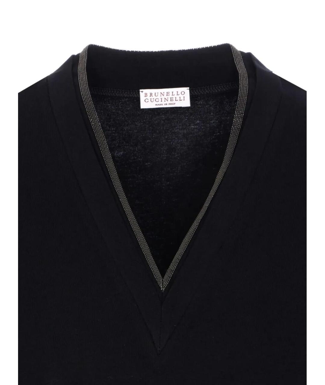 BRUNELLO CUCINELLI Черная хлопковая футболка, фото 4