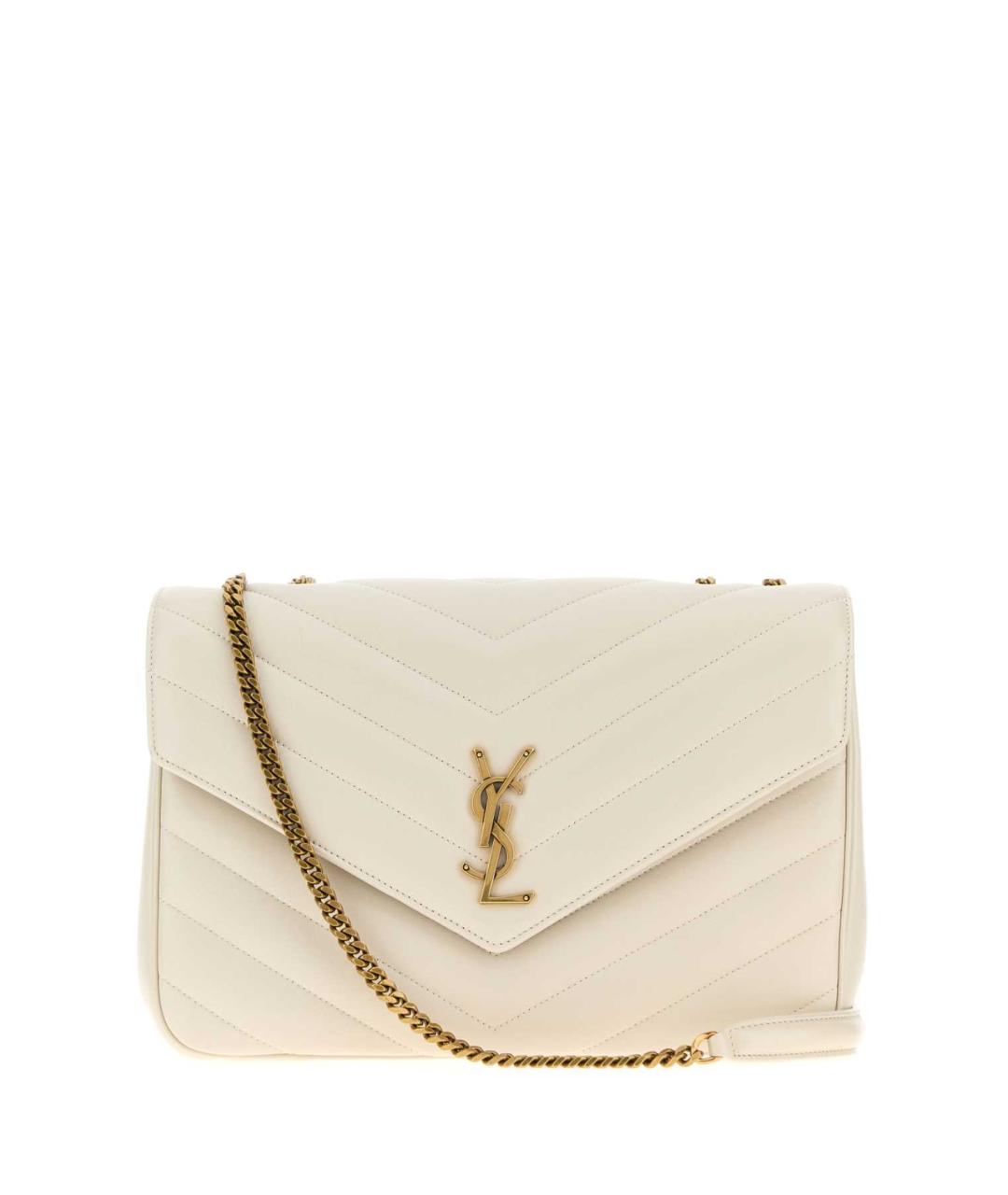 SAINT LAURENT Бежевая кожаная сумка через плечо, фото 1