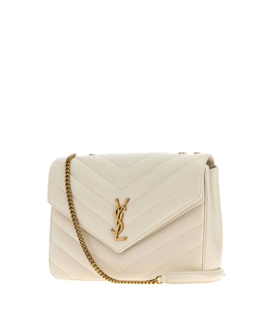 SAINT LAURENT Бежевая кожаная сумка через плечо, фото 2