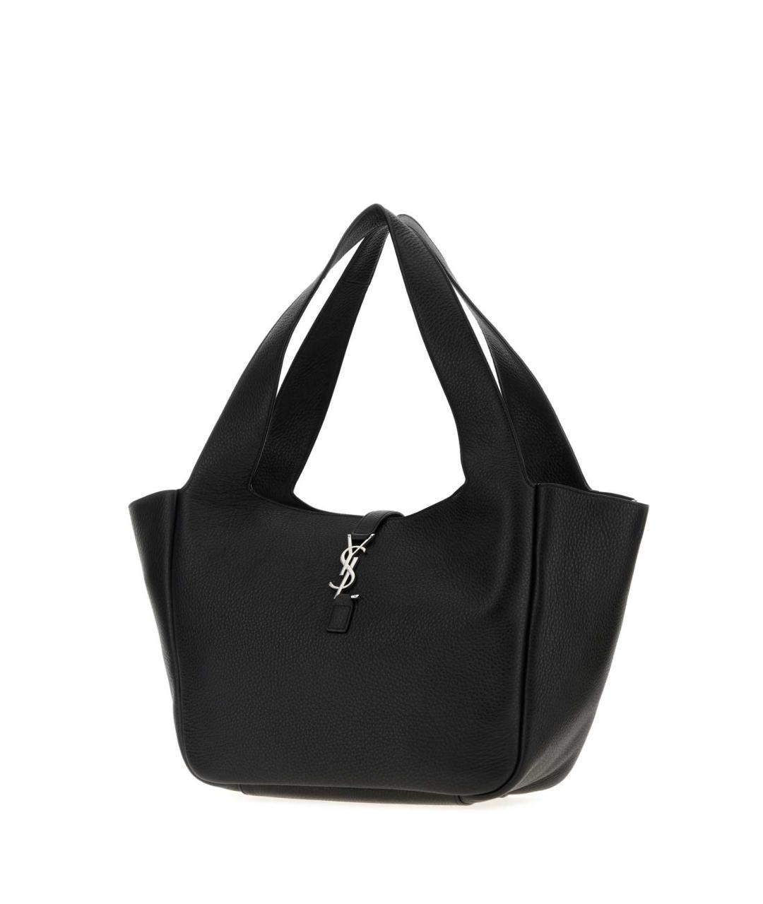 SAINT LAURENT Черная кожаная сумка тоут, фото 2