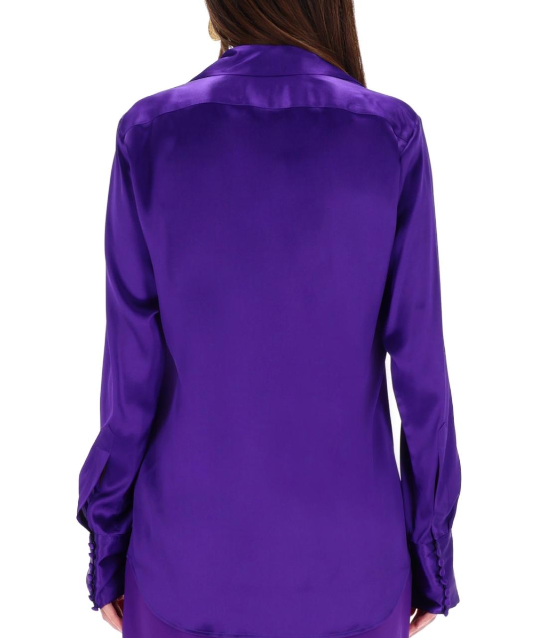 DRIES VAN NOTEN Фиолетовая шелковая рубашка, фото 5
