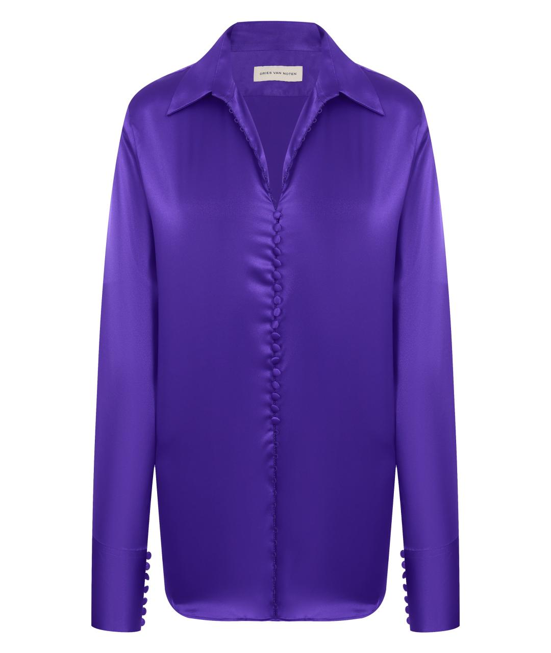 DRIES VAN NOTEN Фиолетовая шелковая рубашка, фото 1