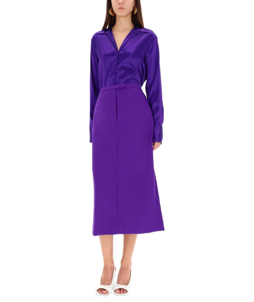 DRIES VAN NOTEN Фиолетовая шелковая рубашка, фото 3