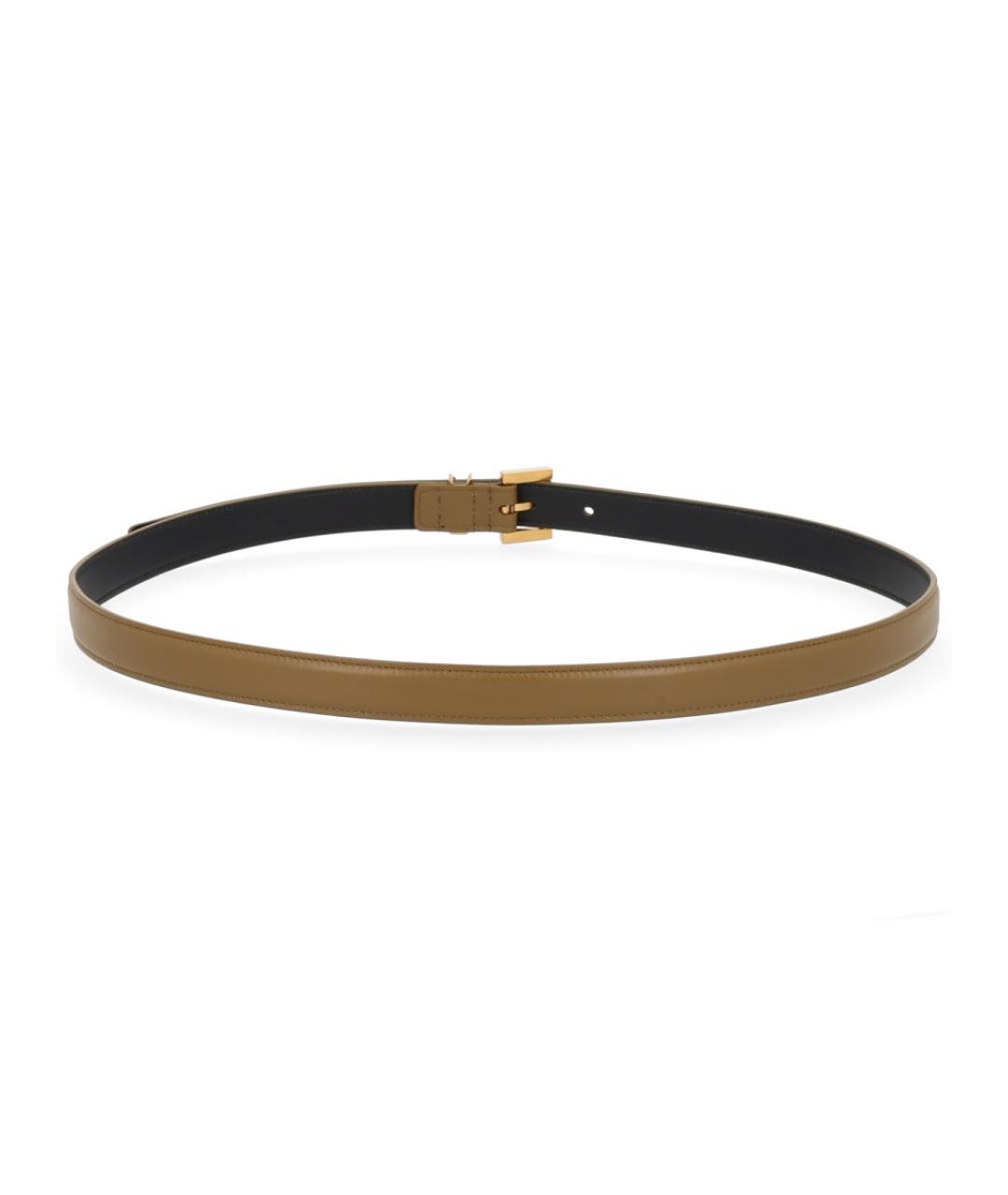 SAINT LAURENT Зеленый кожаный ремень, фото 3