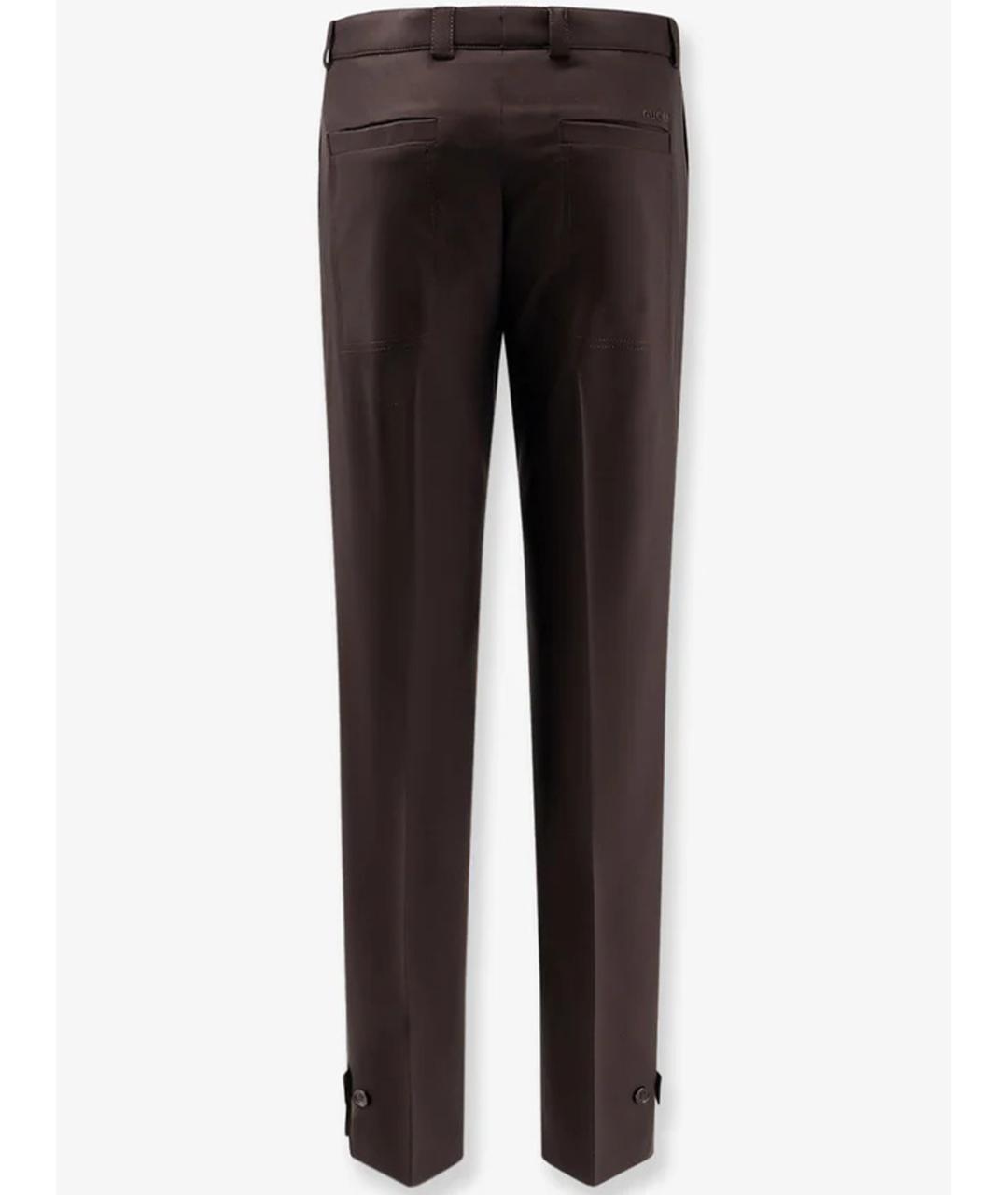 GUCCI Коричневые шерстяные повседневные брюки, фото 2