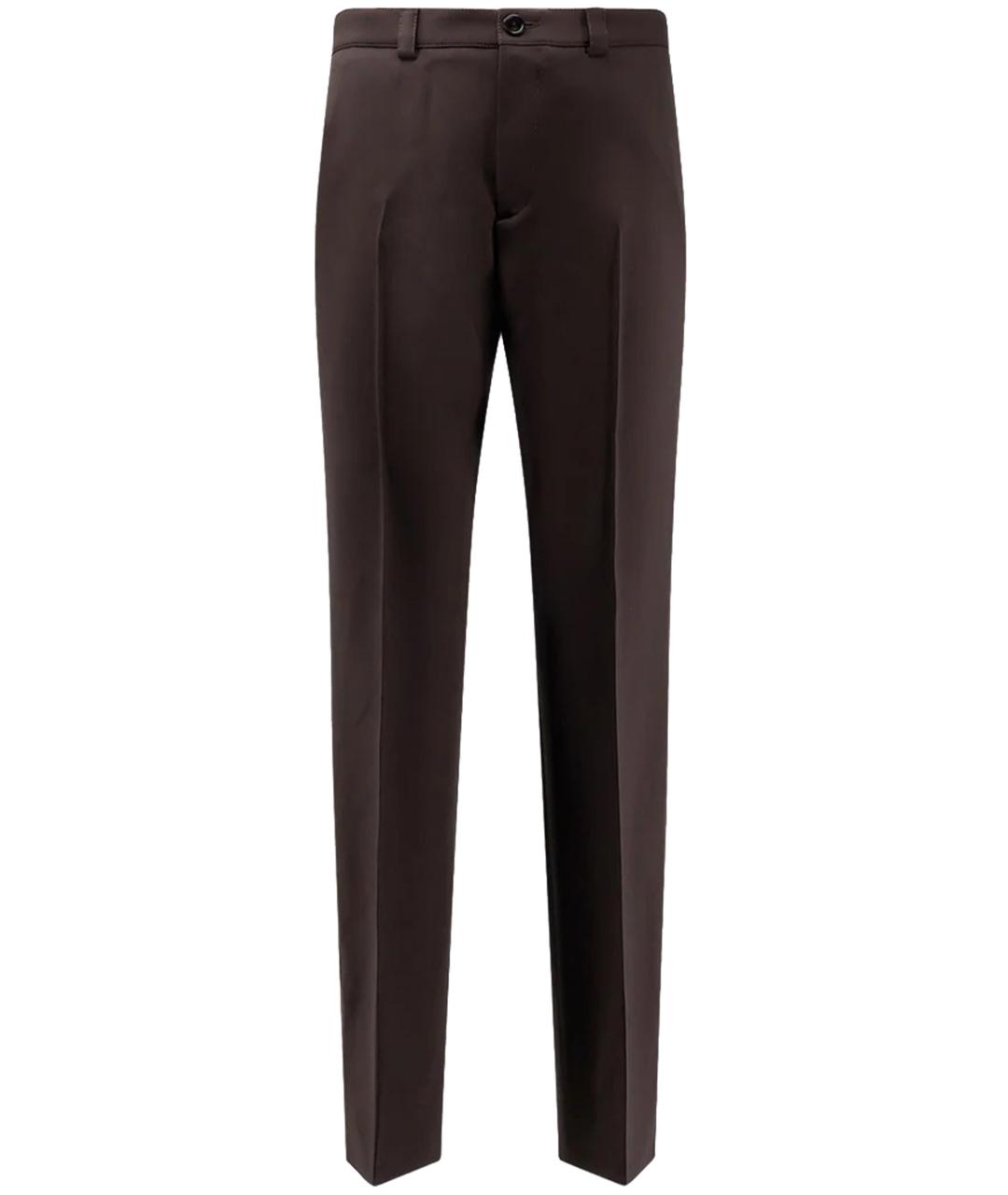 GUCCI Коричневые шерстяные повседневные брюки, фото 1