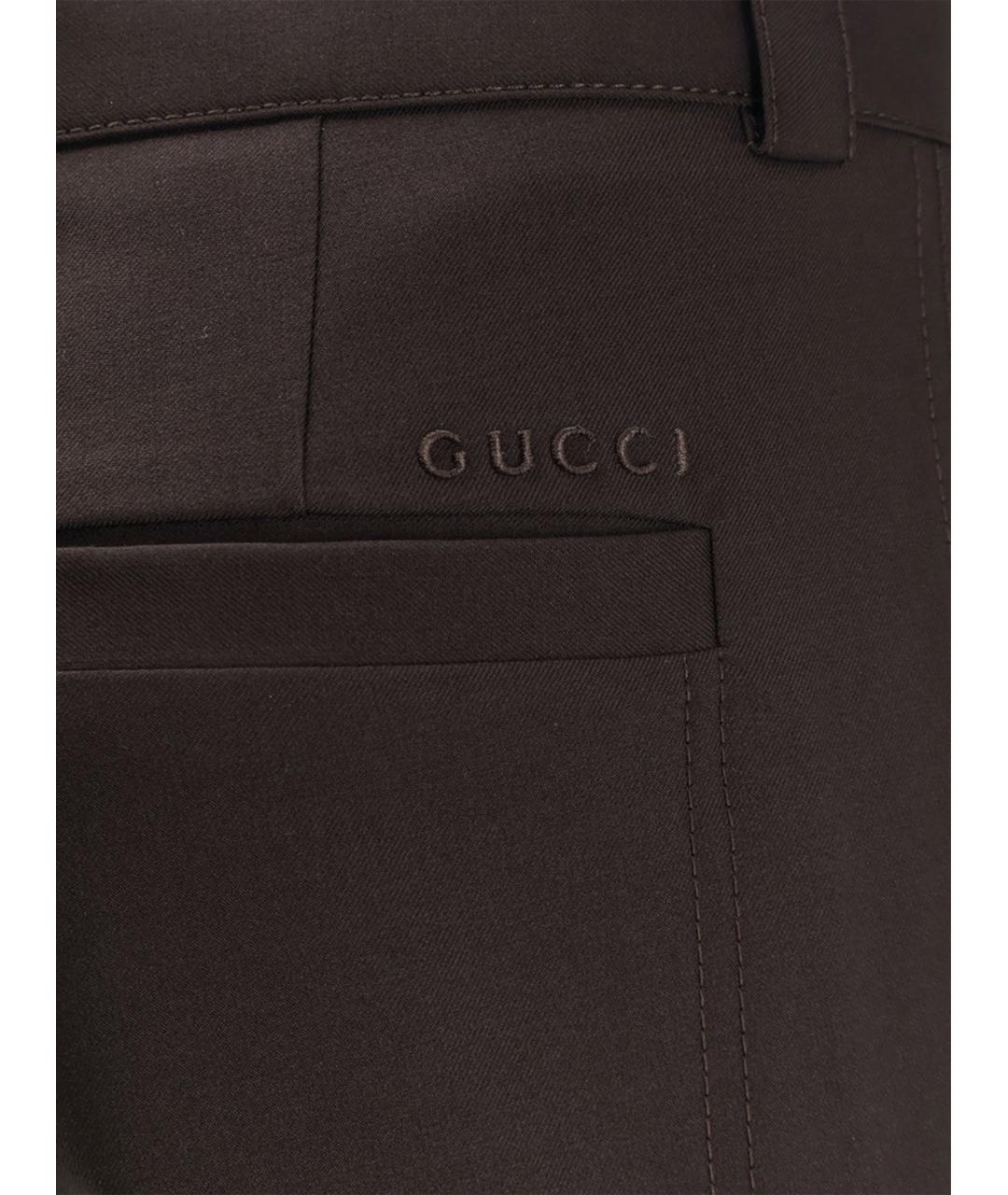 GUCCI Коричневые шерстяные повседневные брюки, фото 3
