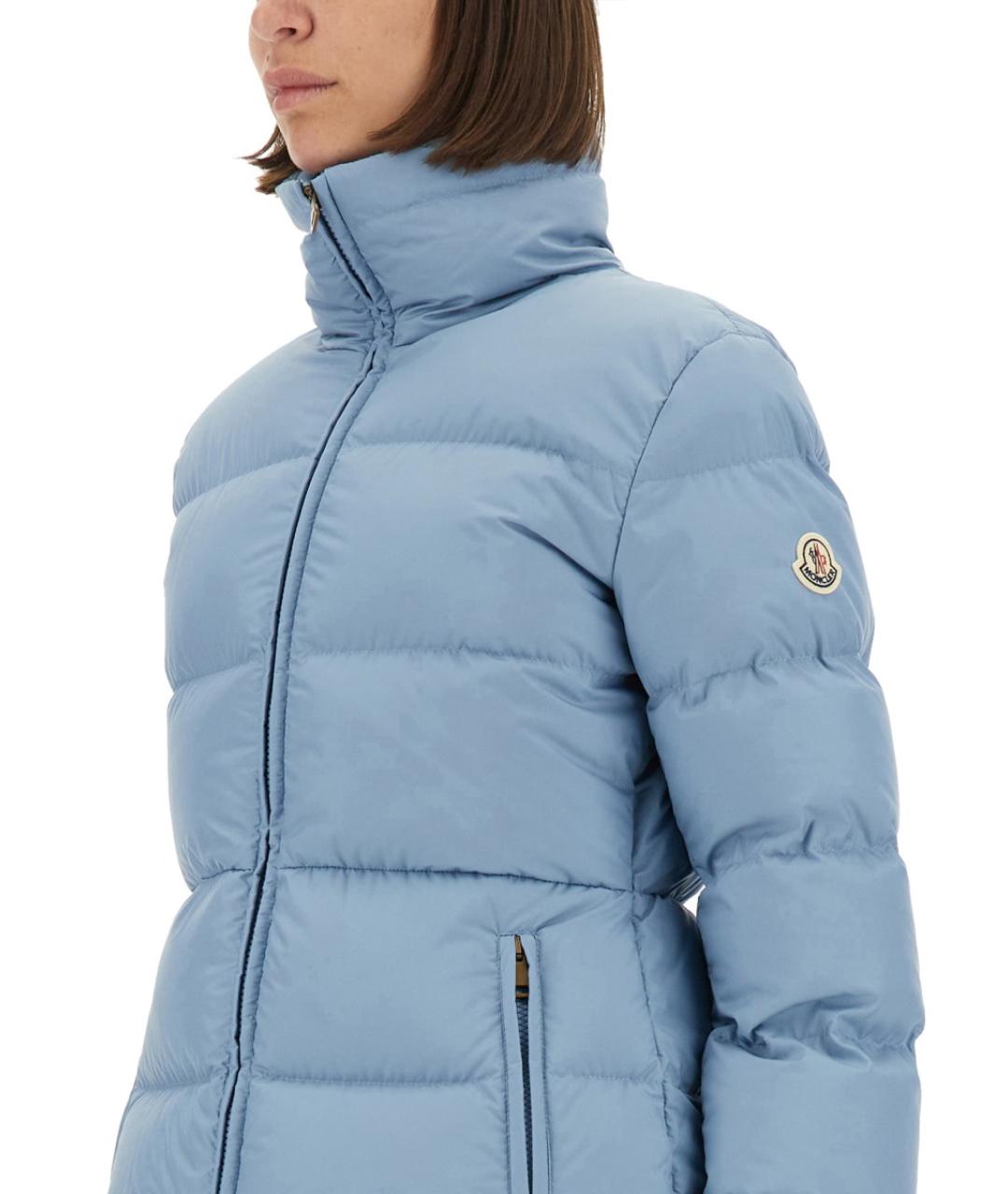 MONCLER Голубой полиэстеровый пуховик, фото 5