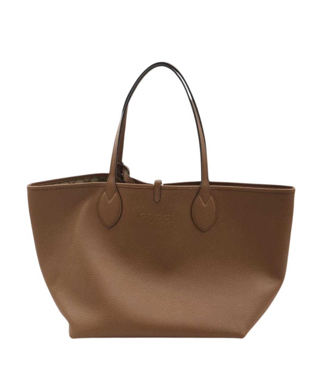 GUCCI Бежевая кожаная сумка тоут, фото 1