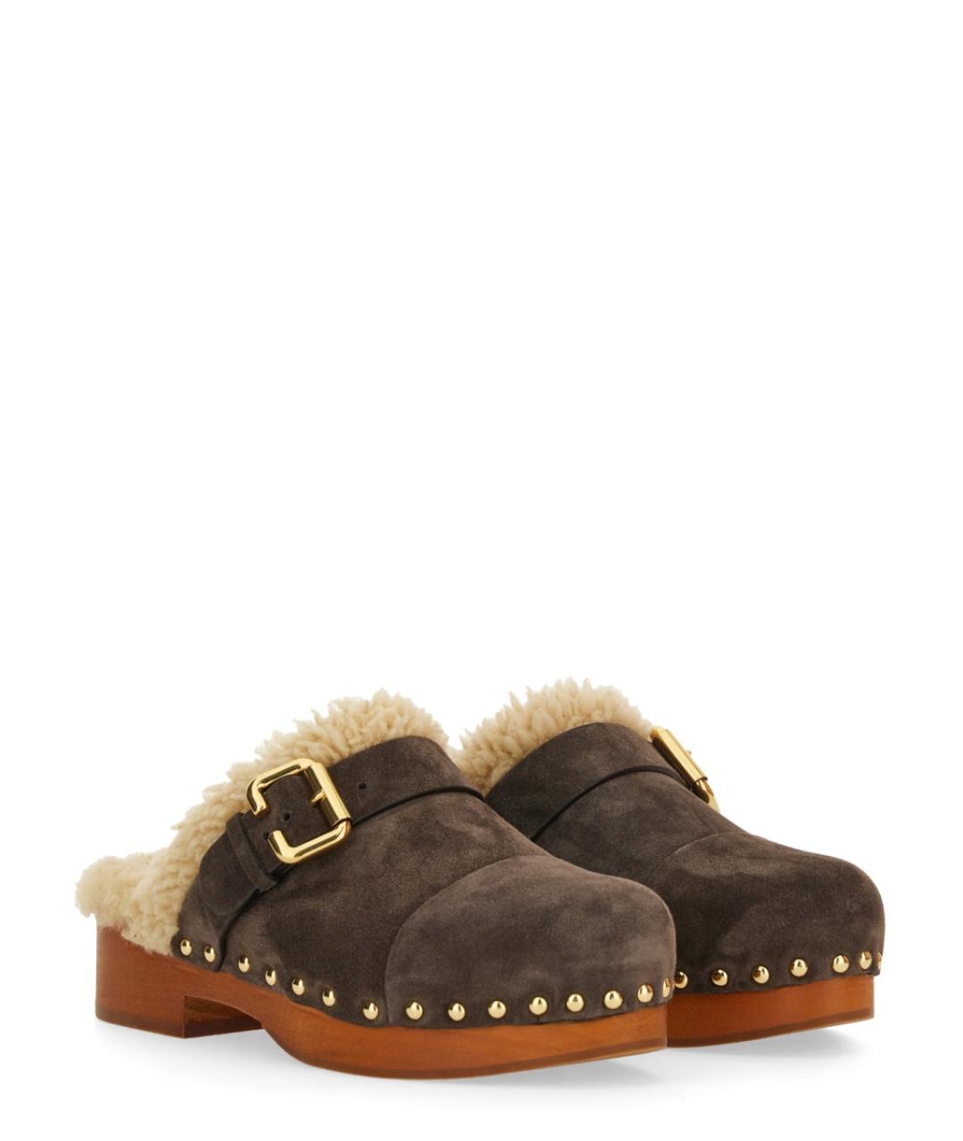 CHLOE Коричневые кожаные мюли, фото 2