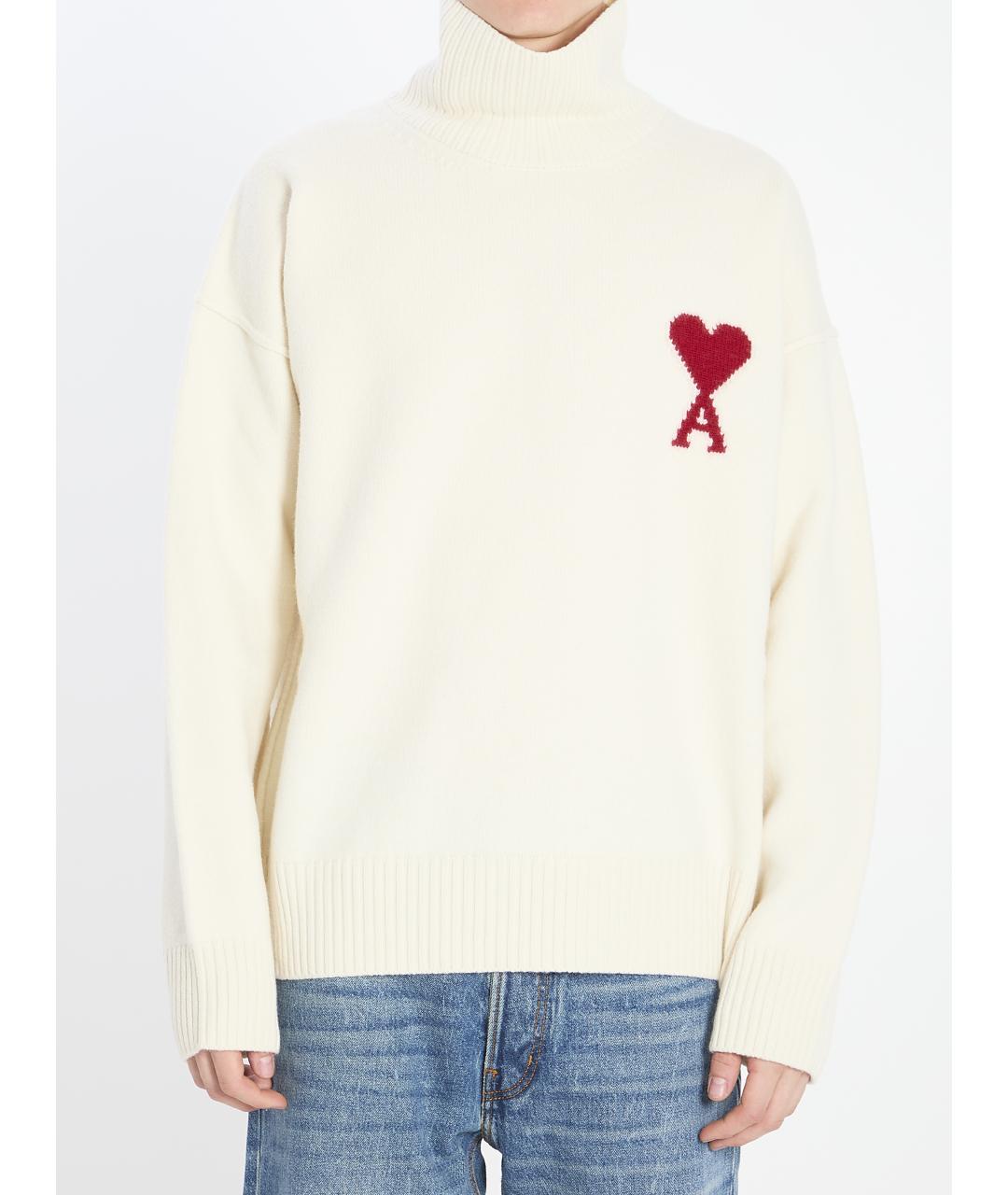 Ami Paris Белый шерстяной джемпер / свитер, фото 5