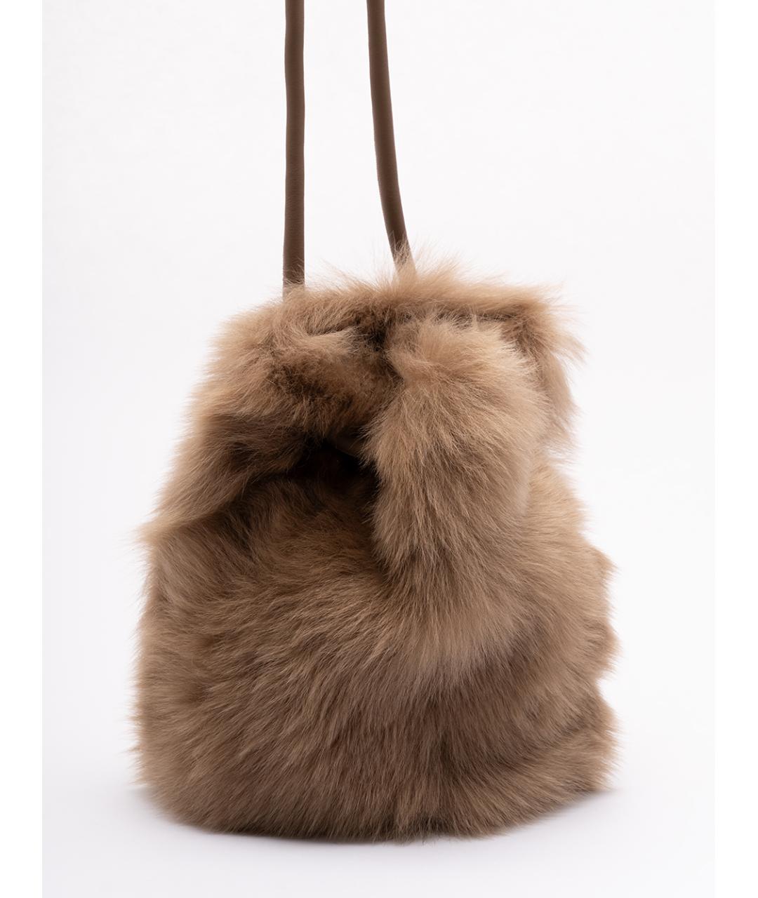 BLANCHA Бежевая меховая сумка с короткими ручками, фото 3