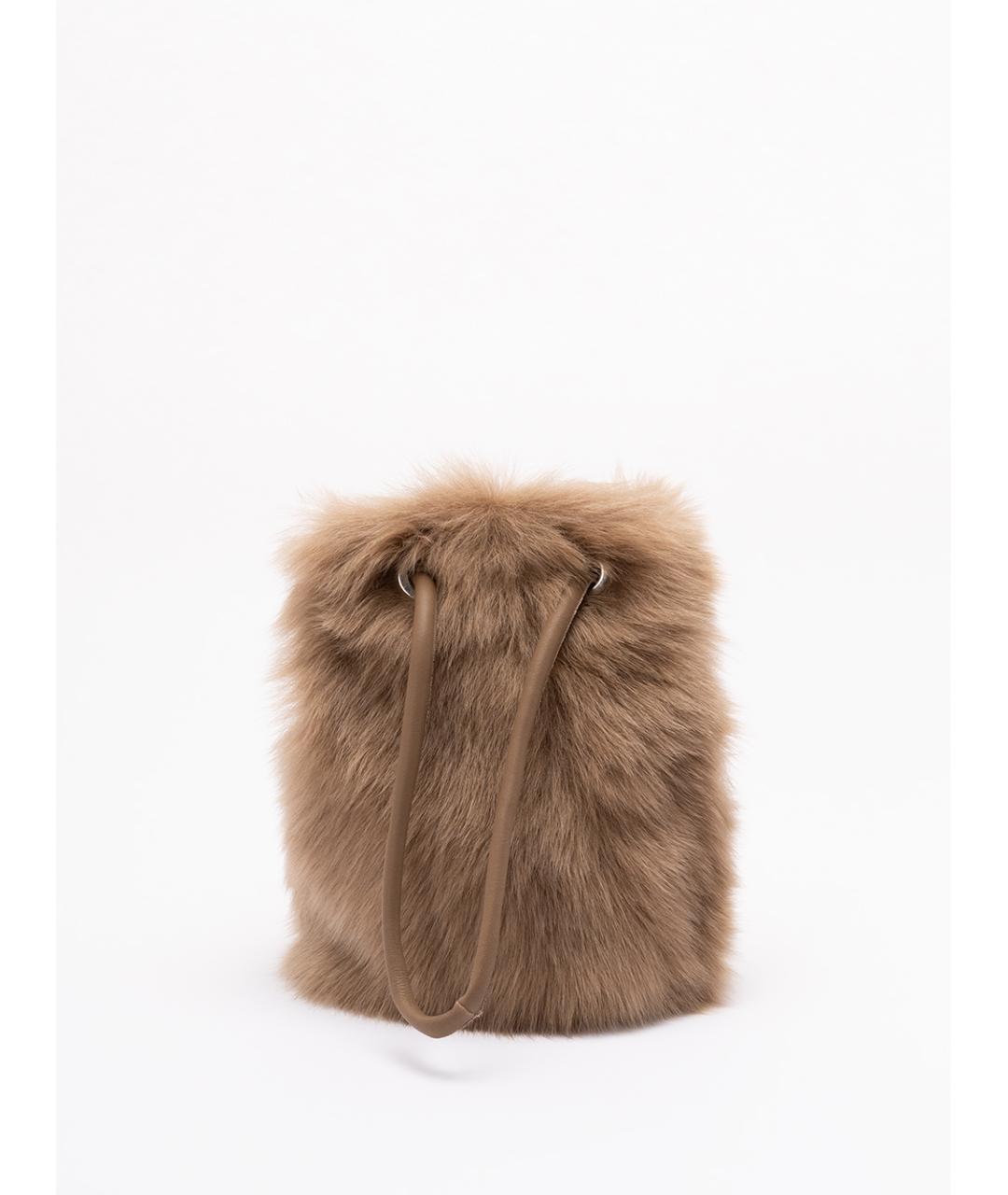 BLANCHA Бежевая меховая сумка с короткими ручками, фото 2