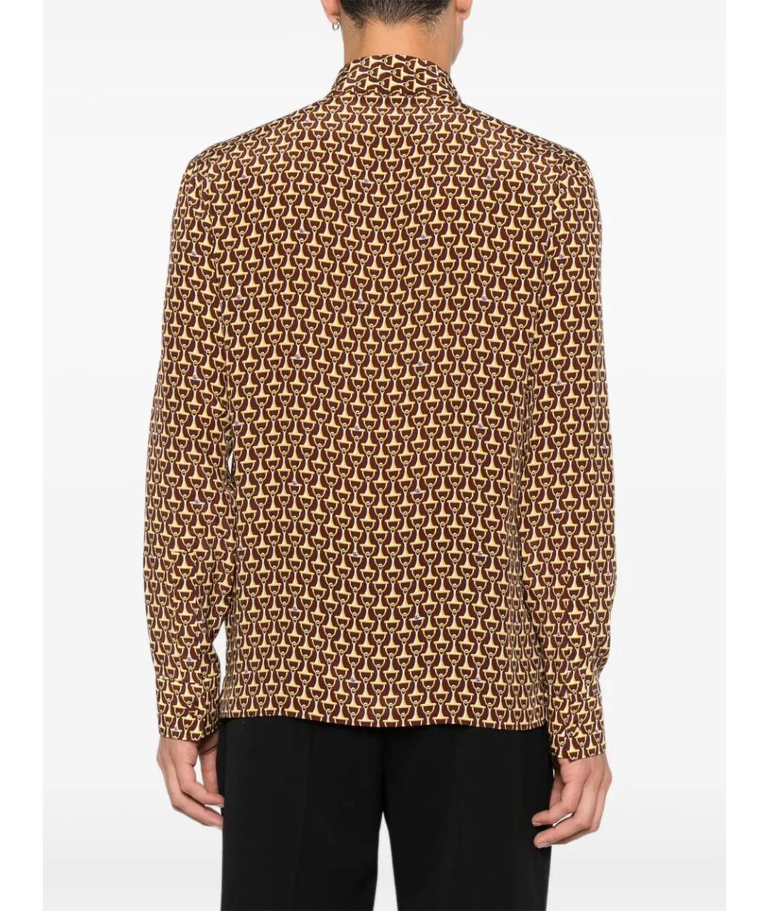 GUCCI Коричневая шелковая кэжуал рубашка, фото 5