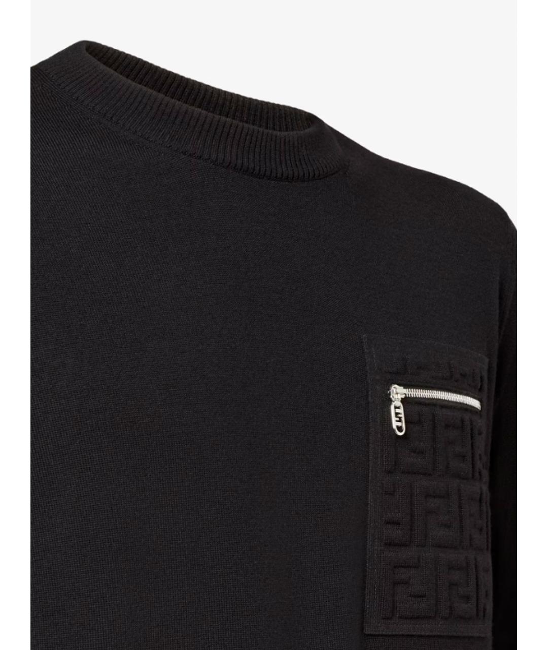 FENDI Черный шерстяной джемпер / свитер, фото 3