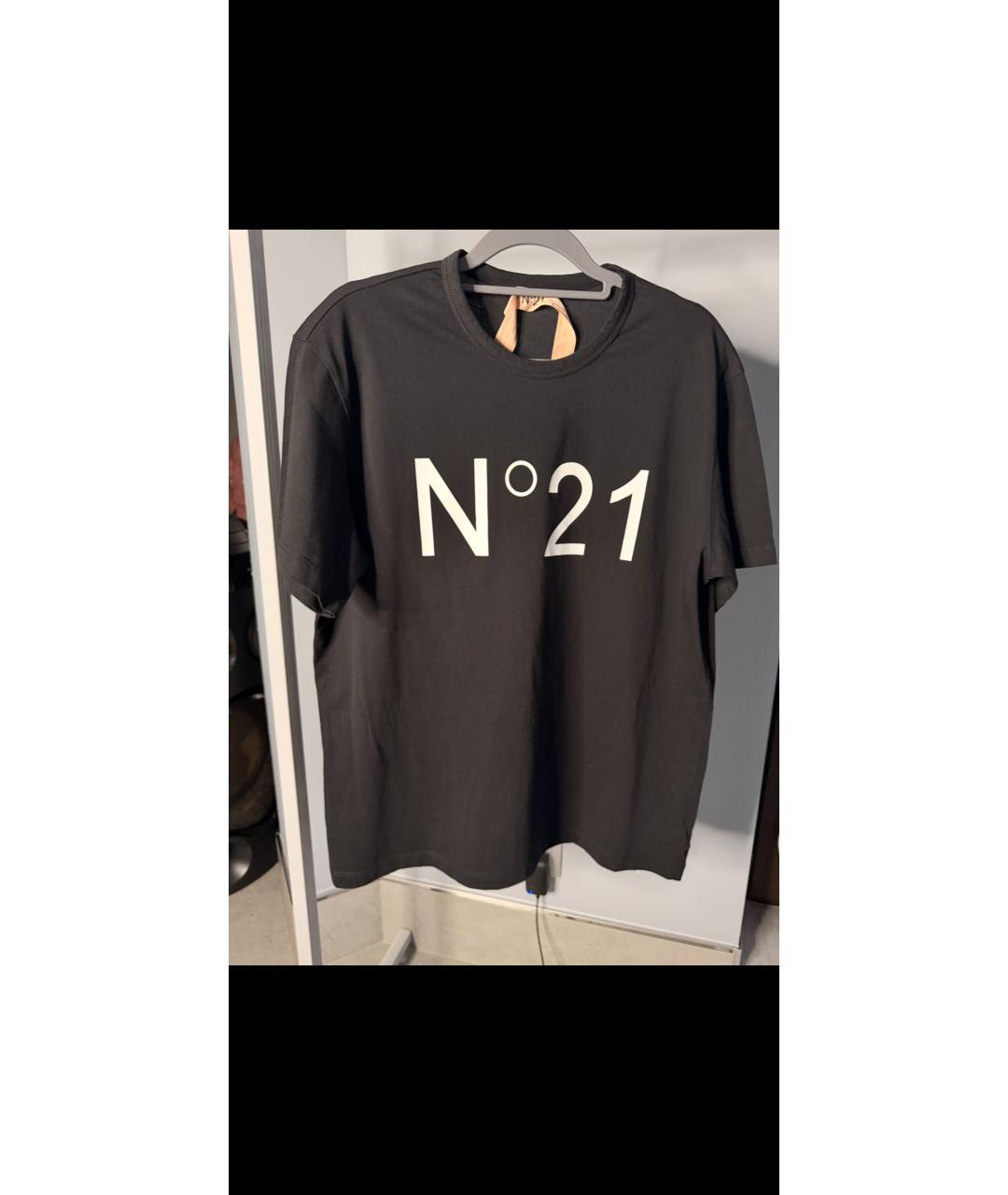 NO. 21 Черная хлопковая футболка, фото 3