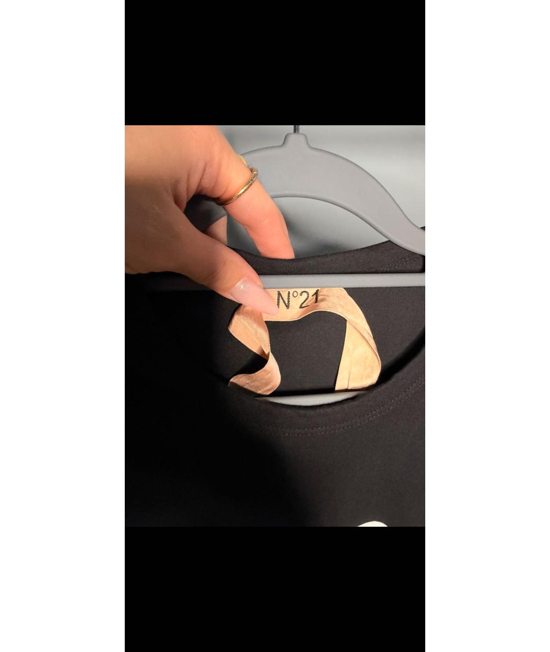 NO. 21 Черная хлопковая футболка, фото 4