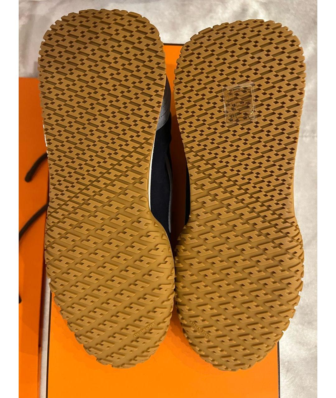 HERMES Темно-синие замшевые кроссовки, фото 8