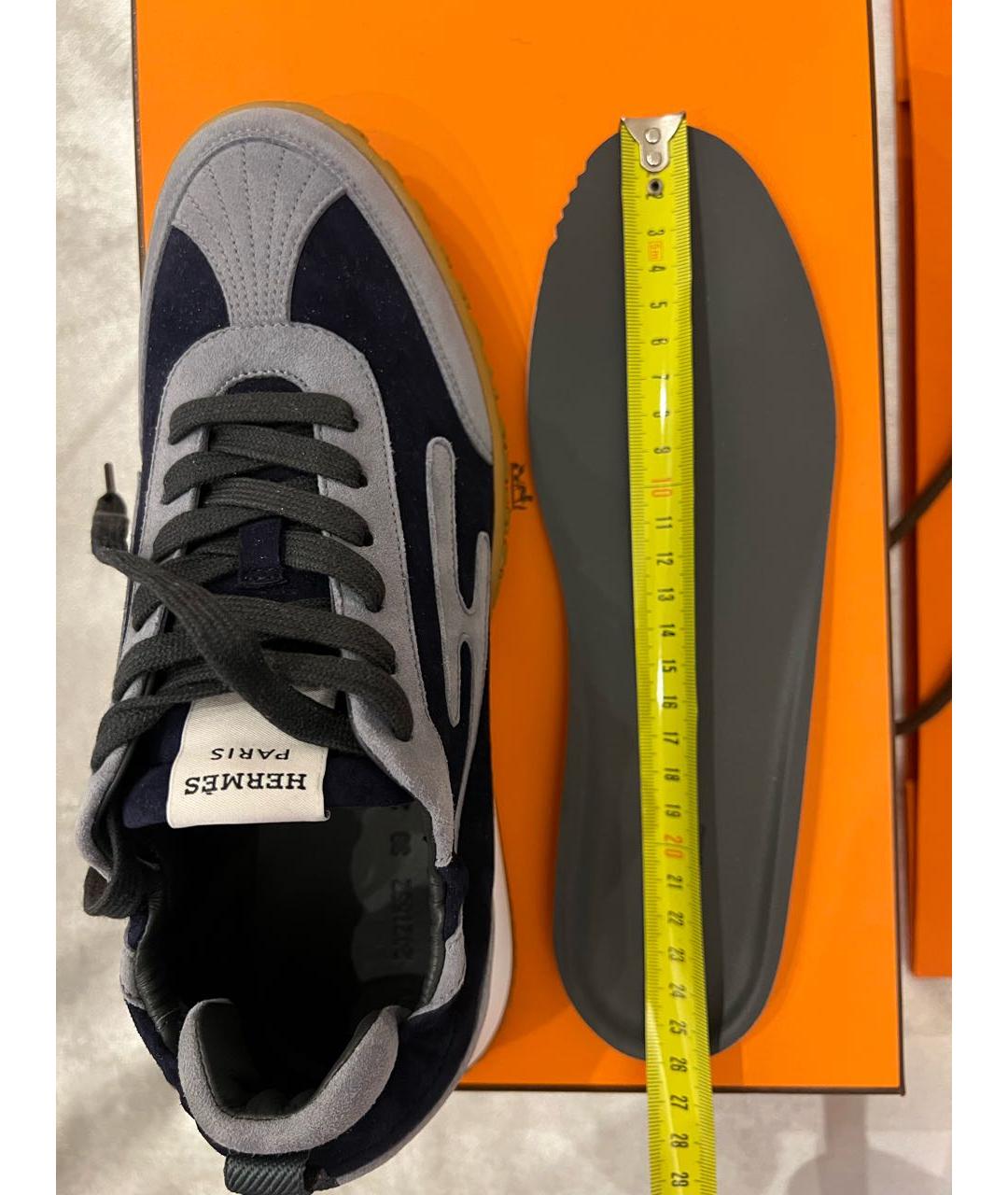 HERMES Темно-синие замшевые кроссовки, фото 3