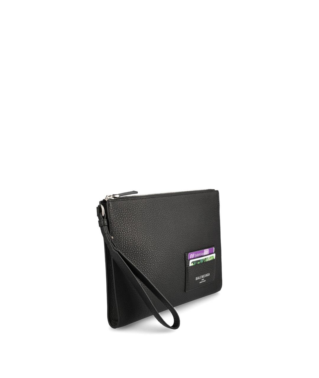 BALENCIAGA Черная кожаная барсетка, фото 2