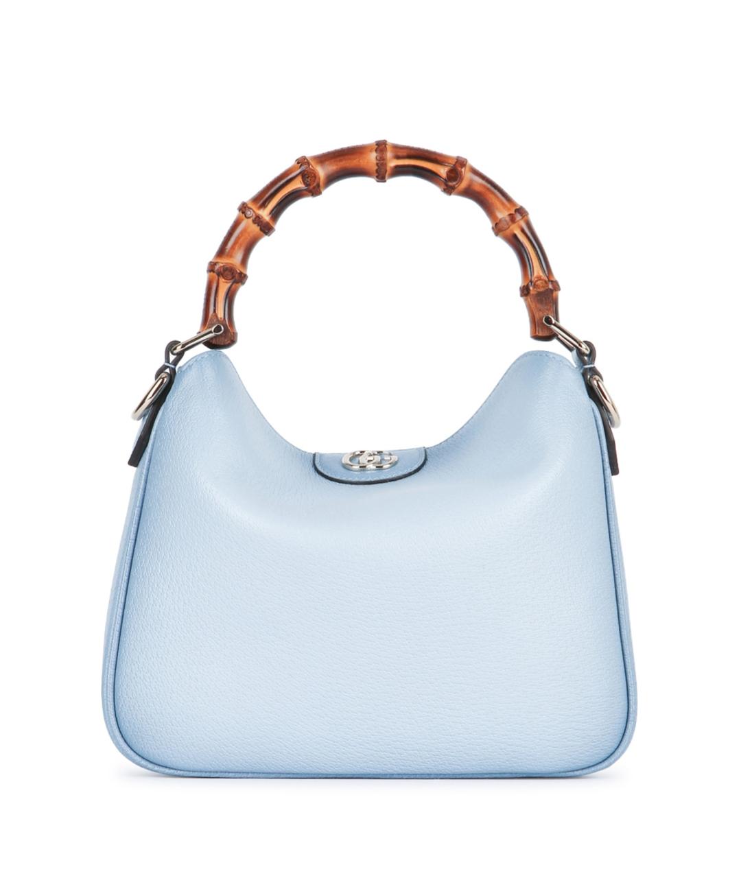 GUCCI Голубая кожаная сумка с короткими ручками, фото 1