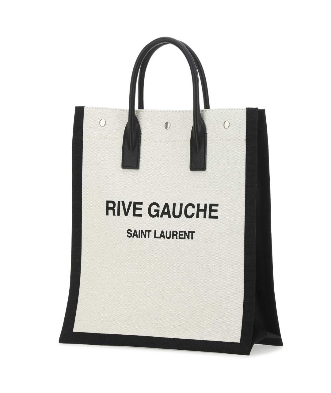 SAINT LAURENT Белая тканевая сумка тоут, фото 2