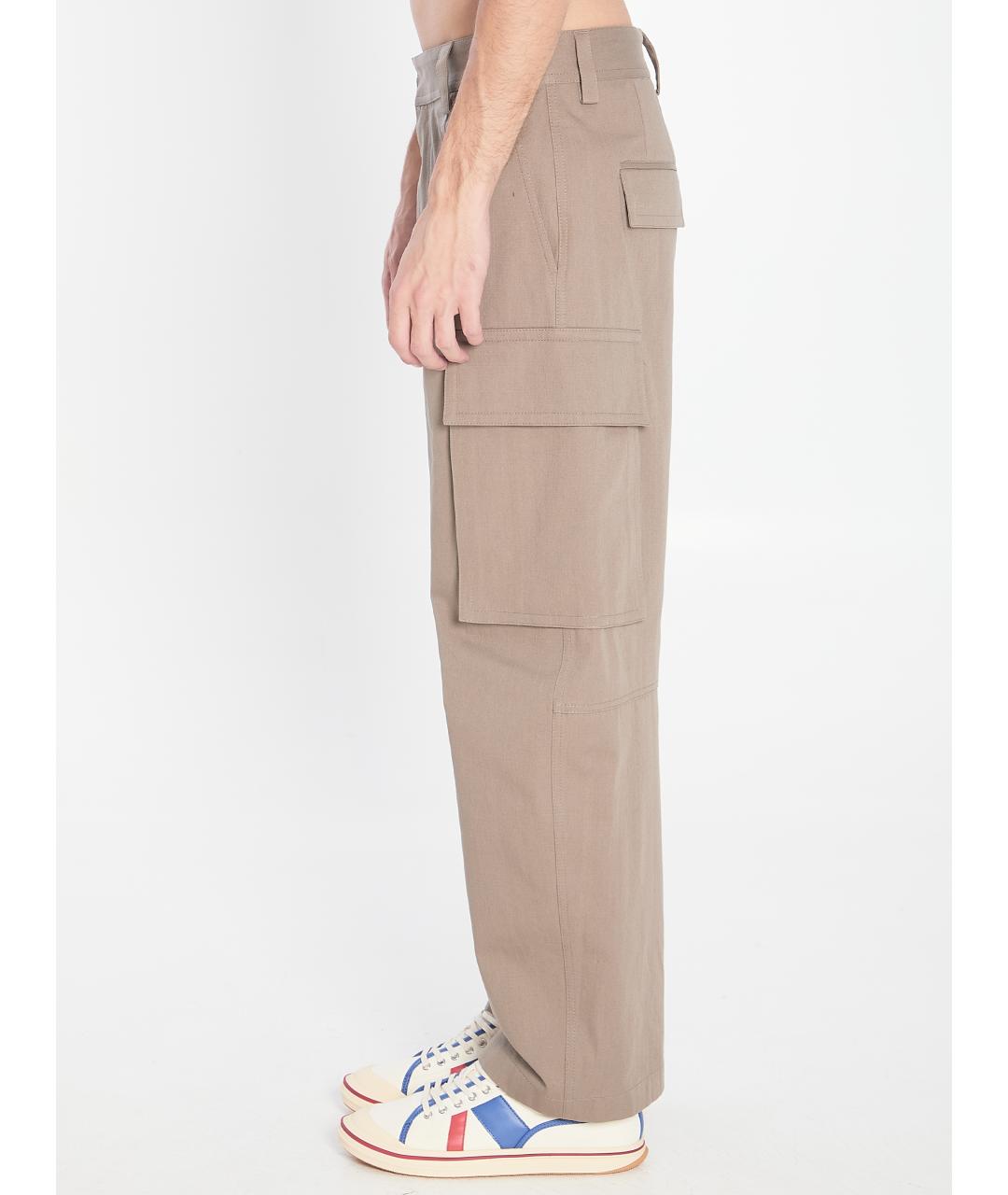 BOTTEGA VENETA Бежевые хлопковые повседневные брюки, фото 4