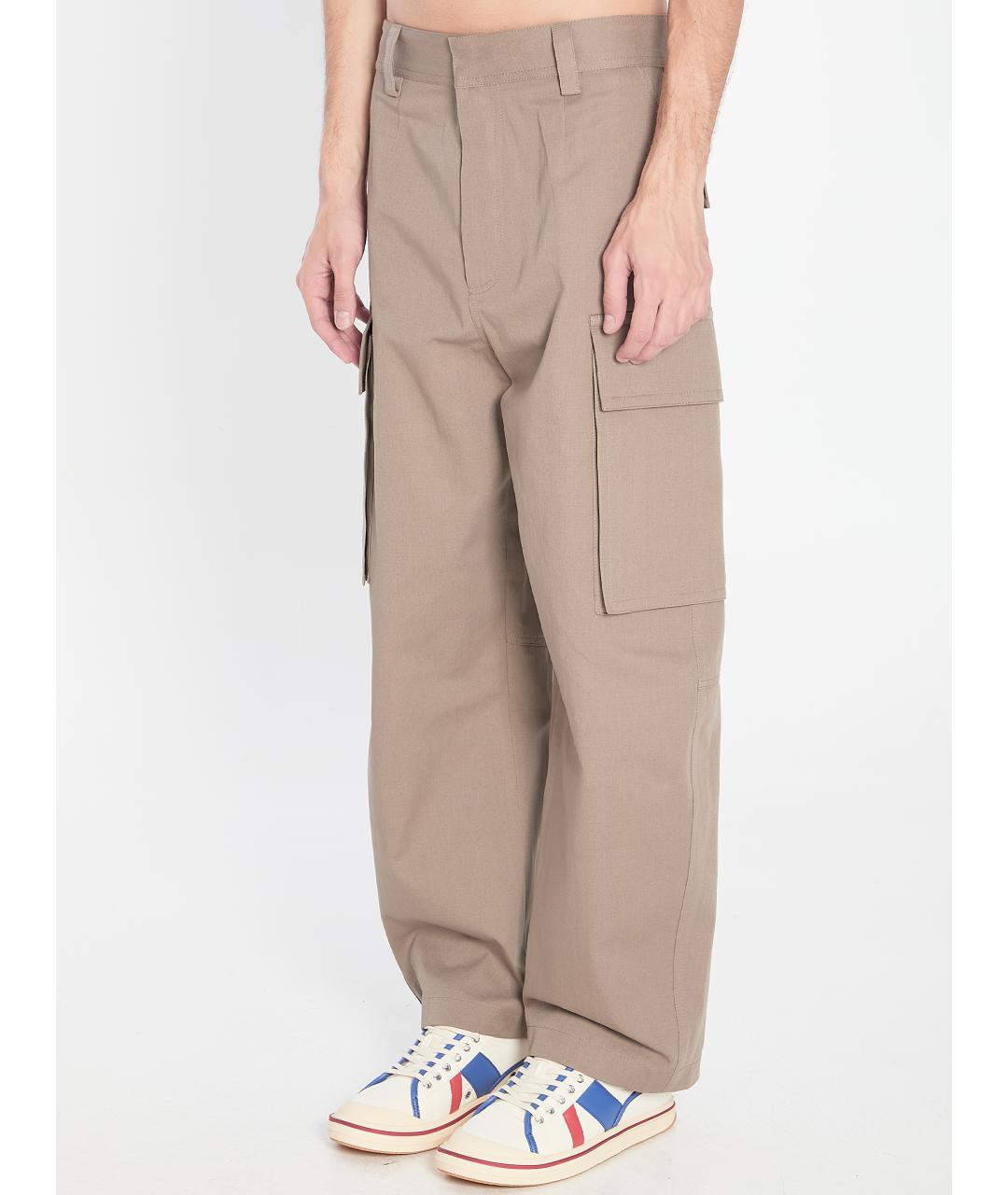 BOTTEGA VENETA Бежевые хлопковые повседневные брюки, фото 3