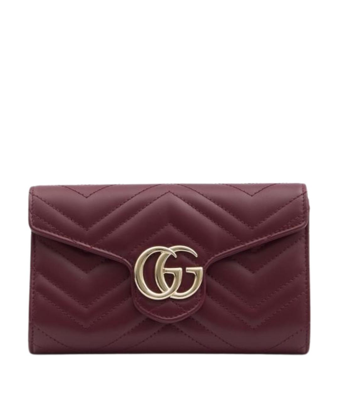 GUCCI Бордовая кожаная сумка через плечо, фото 1