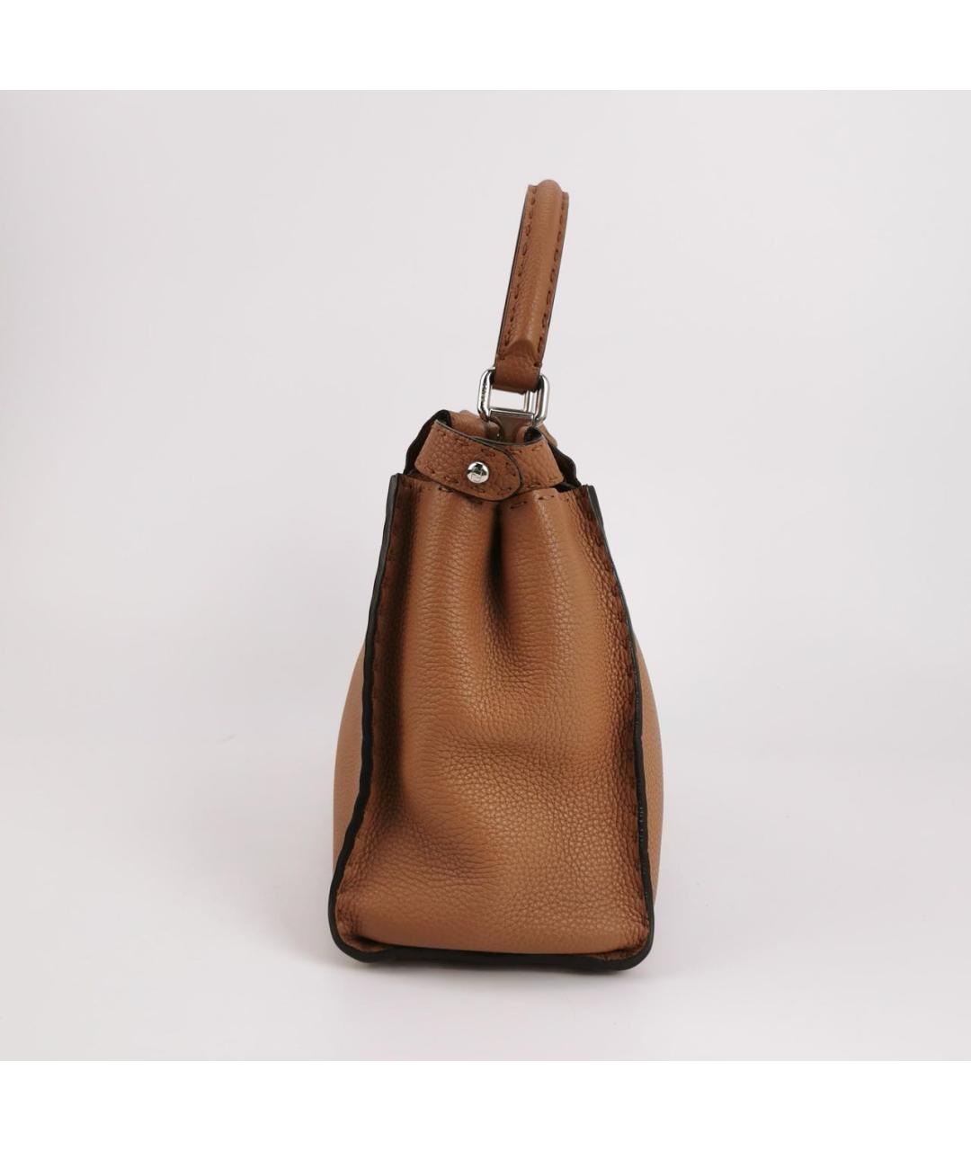 FENDI Коричневая кожаная сумка через плечо, фото 2