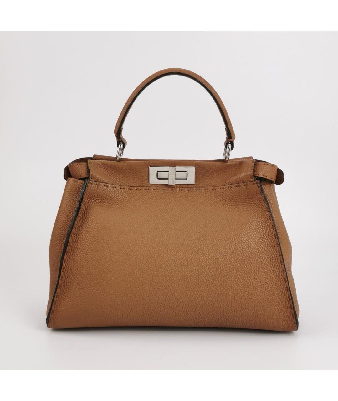 FENDI Коричневая кожаная сумка через плечо, фото 4